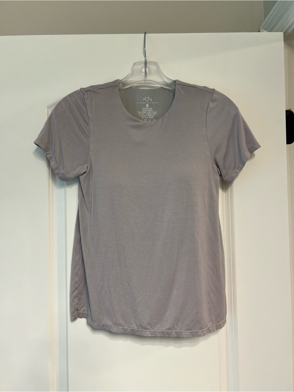 Essentials Women's Light Gray Crewneck Tee With Built in Bra